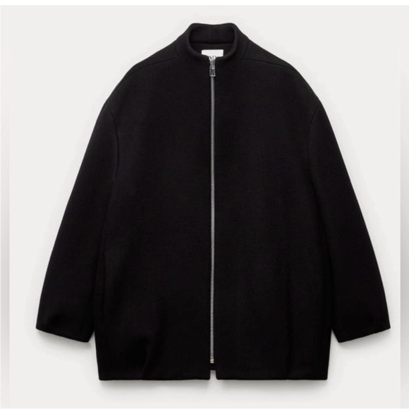 NWT ZARA BLACK MANTECO WOOL BOMBER COAT ZW COLLECTION SIZE MEDIUM - Picture 6 of 16